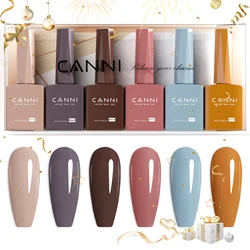 Canni kit de esmalte em gel para unhas, coleção de outono, cor marrom café, sem haema, spray uv, led, outono, cor preciosa, gel semipermanente