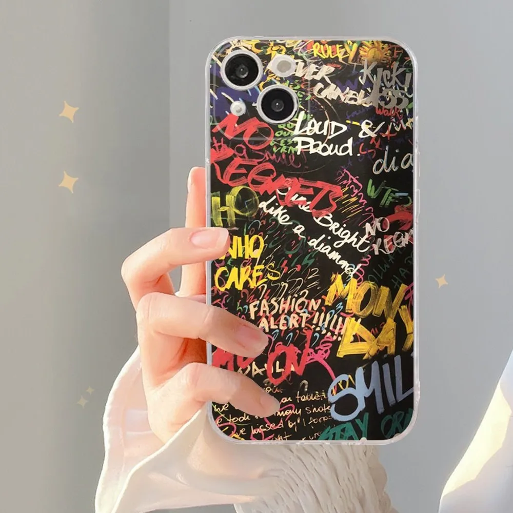 Graffiti Phone Case For iPhone 14 13 12 Mini 11 Pro XS Max X XR SE 6 7 8 Plus Soft Silicone Cover