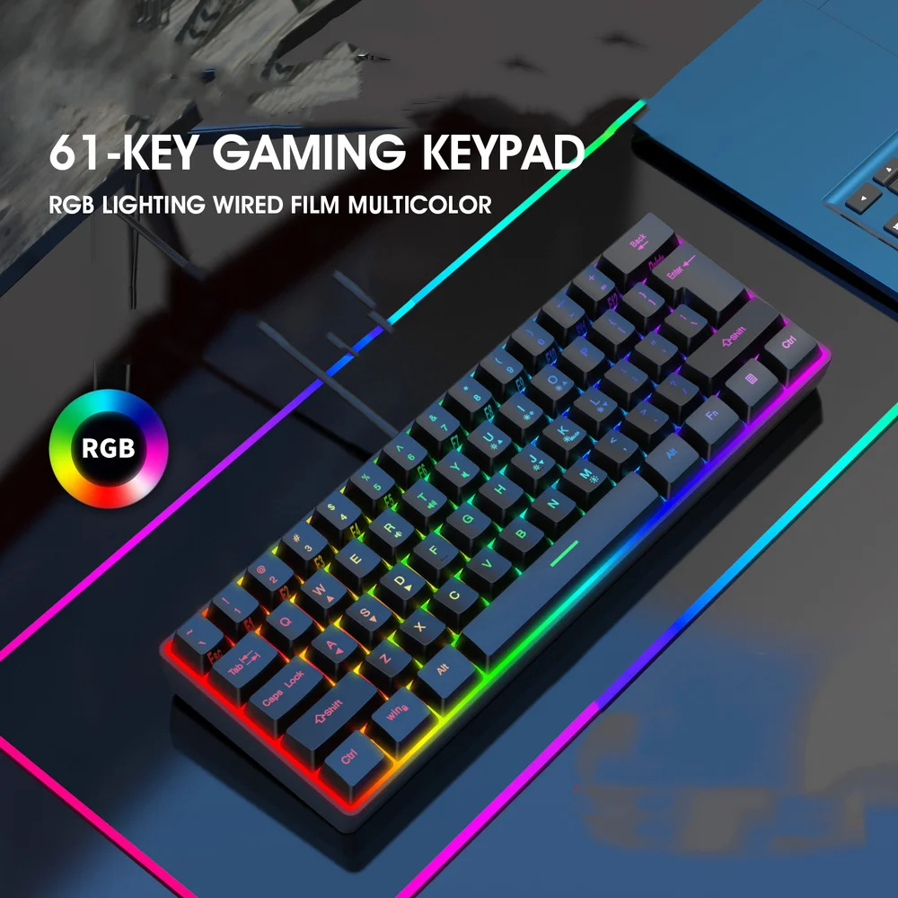 

61 клавиша Проводная игровая клавиатура с RGB-подсветкой