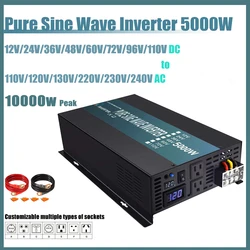 Convertitore di potenza a onda sinusoidale pura 5000W 12V 220V Elettrodomestico Off Grid 24V/36V/48V/60V/96V/110V DC a 110V/220V AC