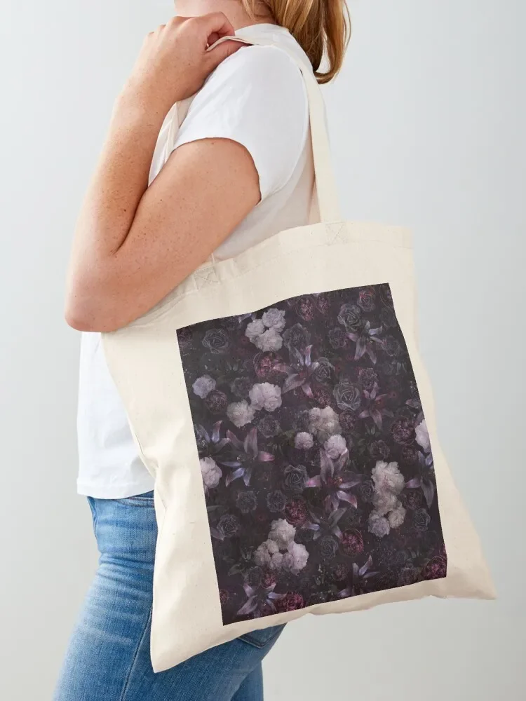 

Midsummer Nights Dream #Dark Floral #Midnight #Black #Rose #Night Tote Bag Woman shopper bag supermarket folding bag