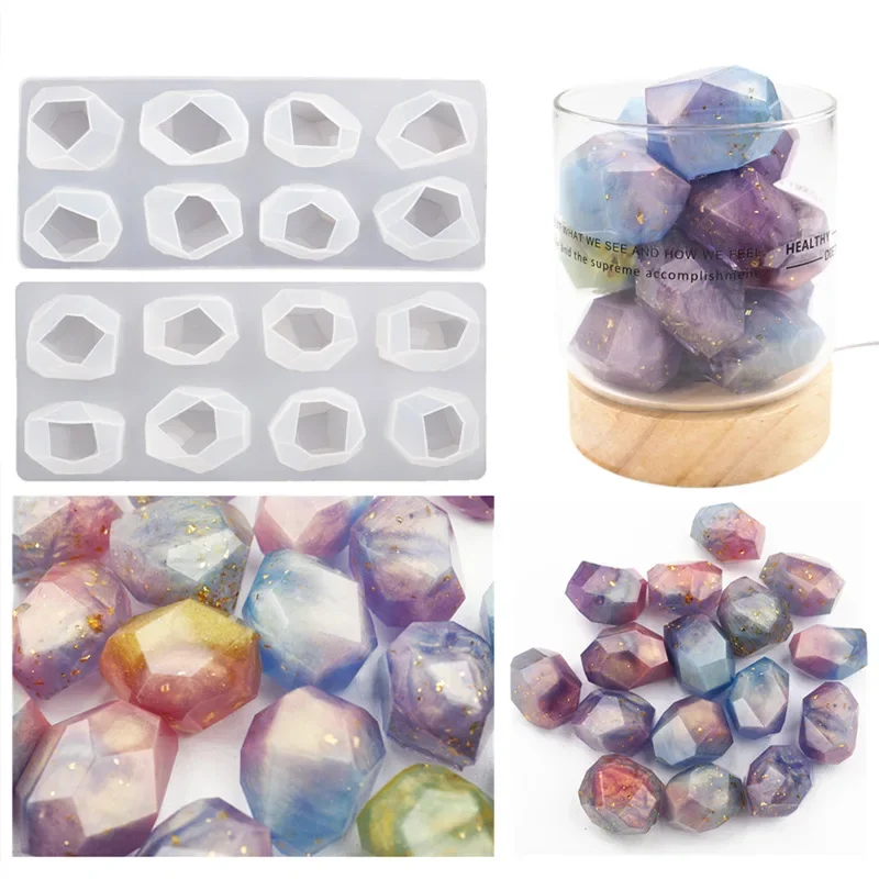 DIY Crystal Irregular Stone Silicone Mold Geometric Faceted Gemstone Crystal Spar Ore Crystal Epoxy Resin Mold