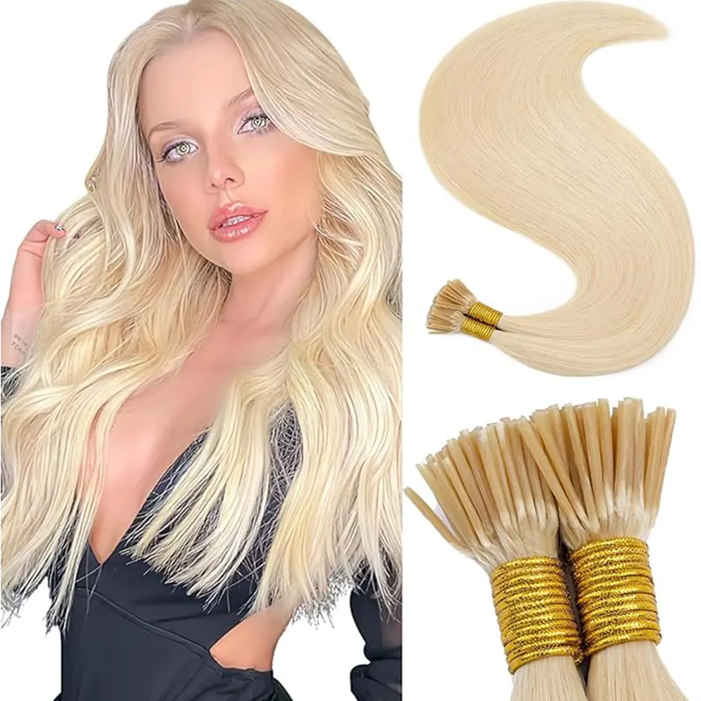 I Tip Hair Extensions Human Hair I Tip Keratin Hair Extensions #60 White Blonde 100% Natural Remy Hair Extensions 100 Grams