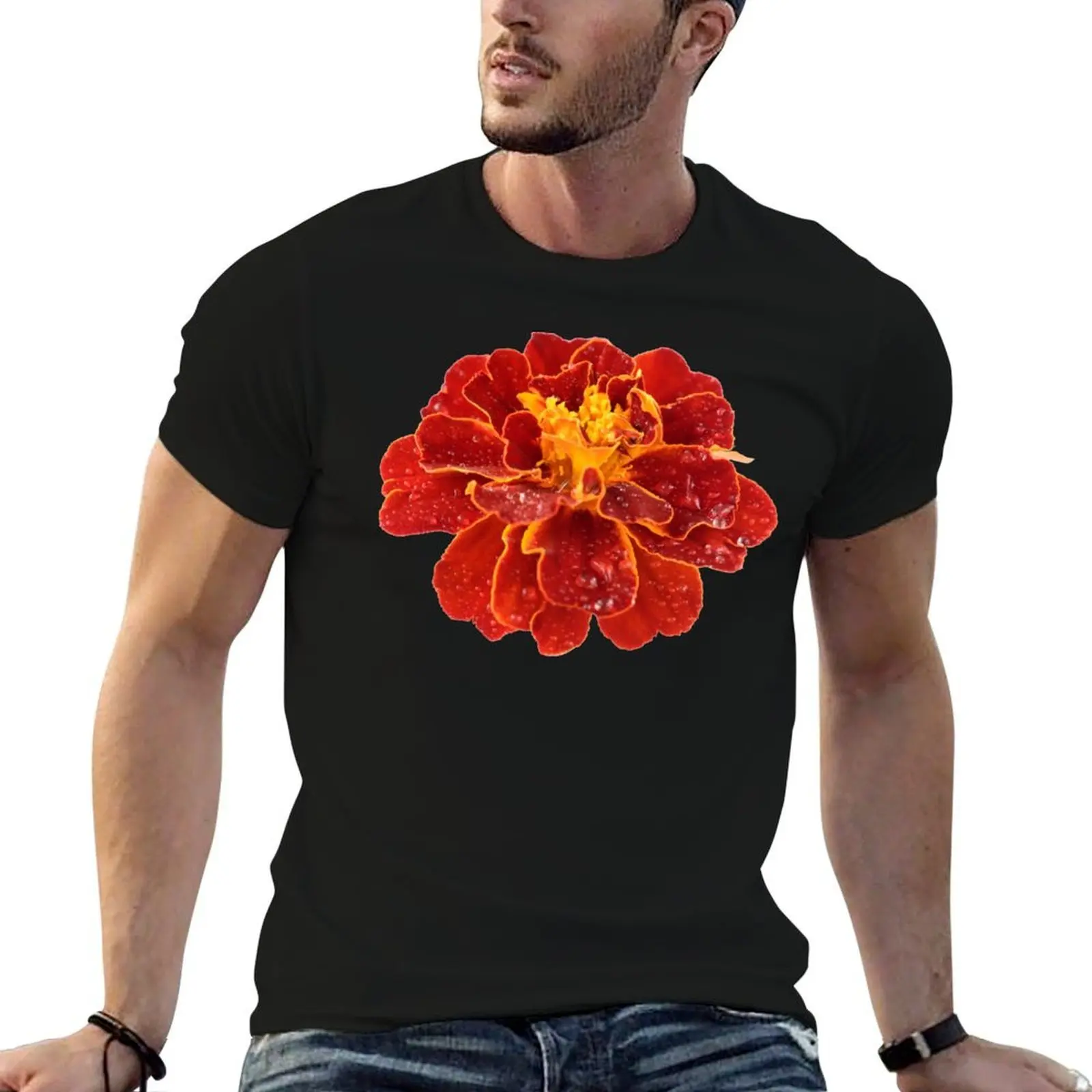 

Tagetes patula 'Red Cherry' French marigold T-Shirt man t shirt luxury man t shirt designer t shirts for man cotton soft T-shirt