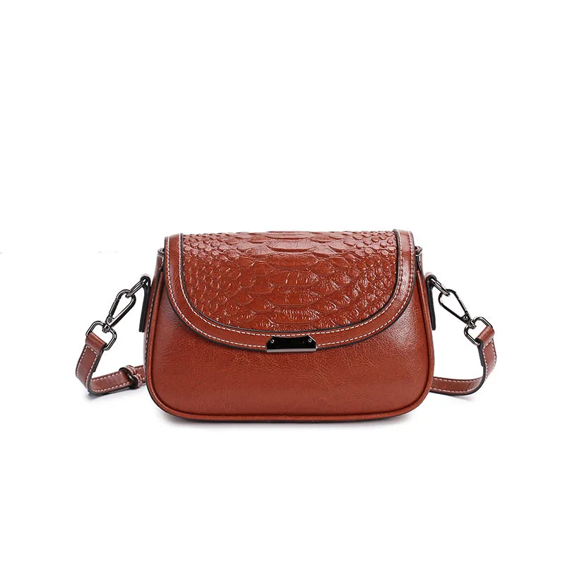 Women's Summer Lightweight Messenger Bag Oil Wax Skin Leather Shoulder Crossbody Bag High Quality Cowhide Casual Women's Handbag