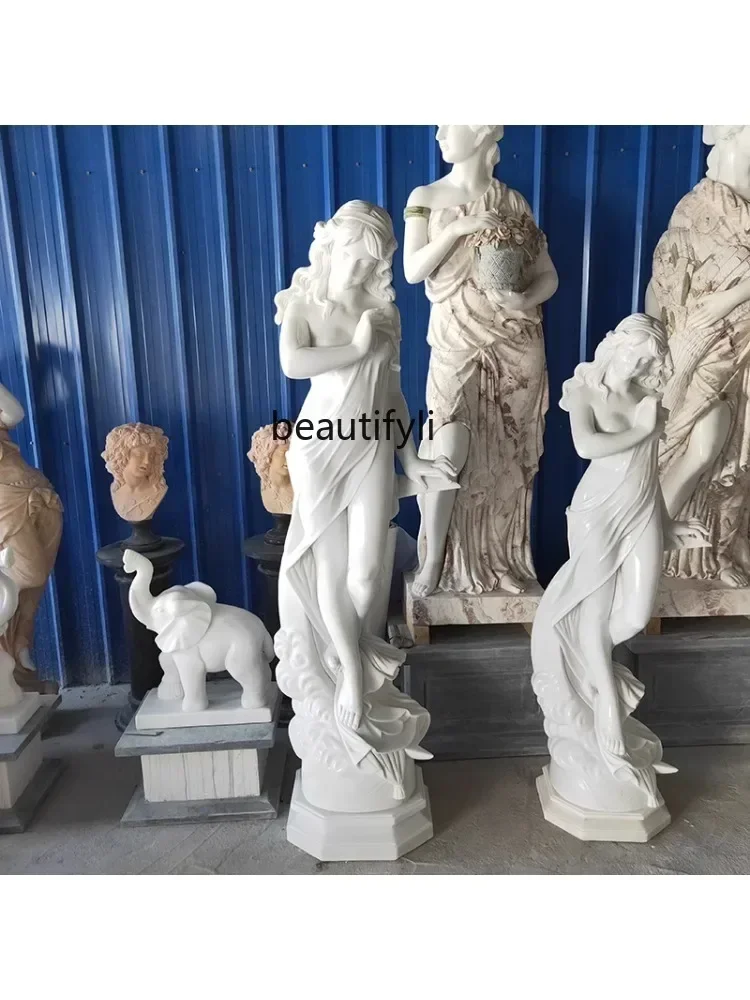1Statua della dea della luna Marmo Marmo bianco Scultura in pietra Corpo umano Decorazione per interni ed esterni Scul