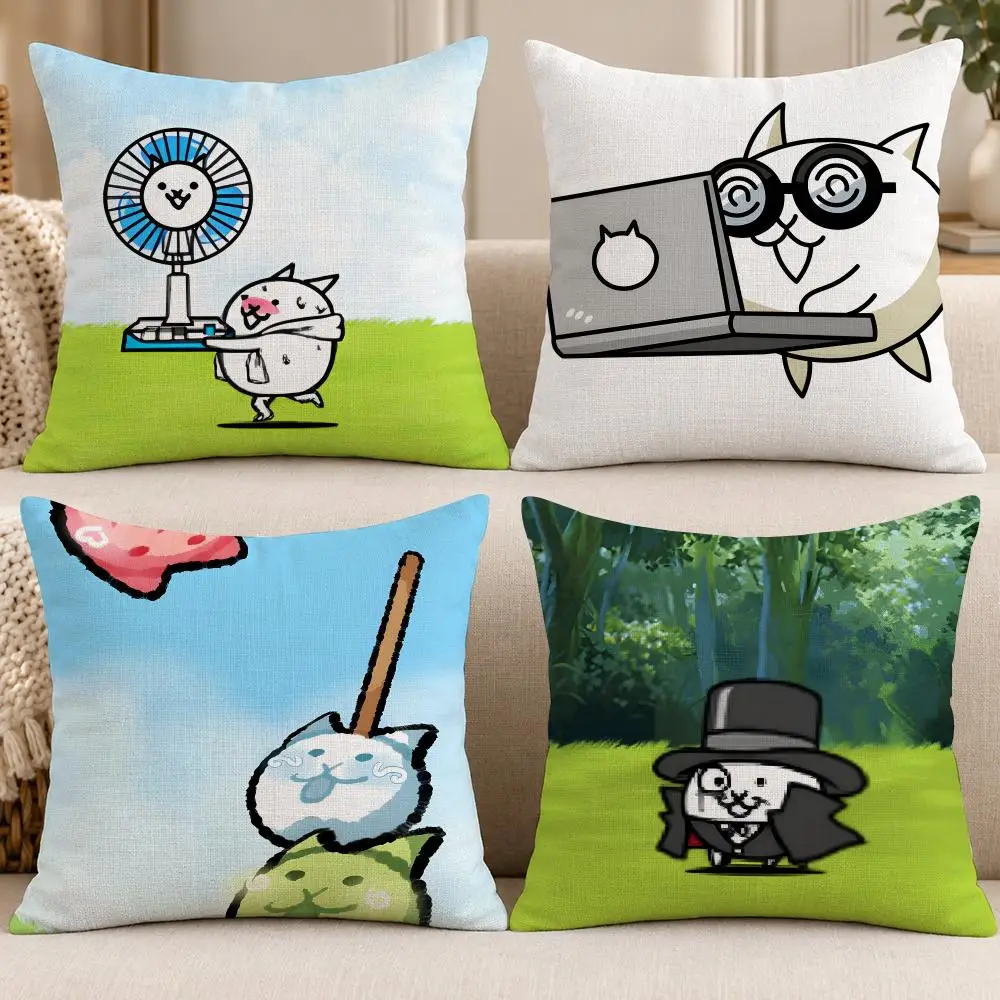 Game Adventure T-The Battle Cats Cushion Cover Soft Short Plush throw pillow Sofa Bedroom Den Car Dorm Decor Gifts