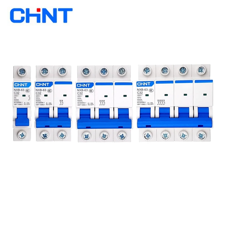 CHINT-interruptor diminuto, casa MCB com indicação, NXB-63, 1P, 2P, 3P, 4P, 1A, 2A, 3A, 6A, 10A, 16A, 20A, 25A, 32A, 40A, 63A