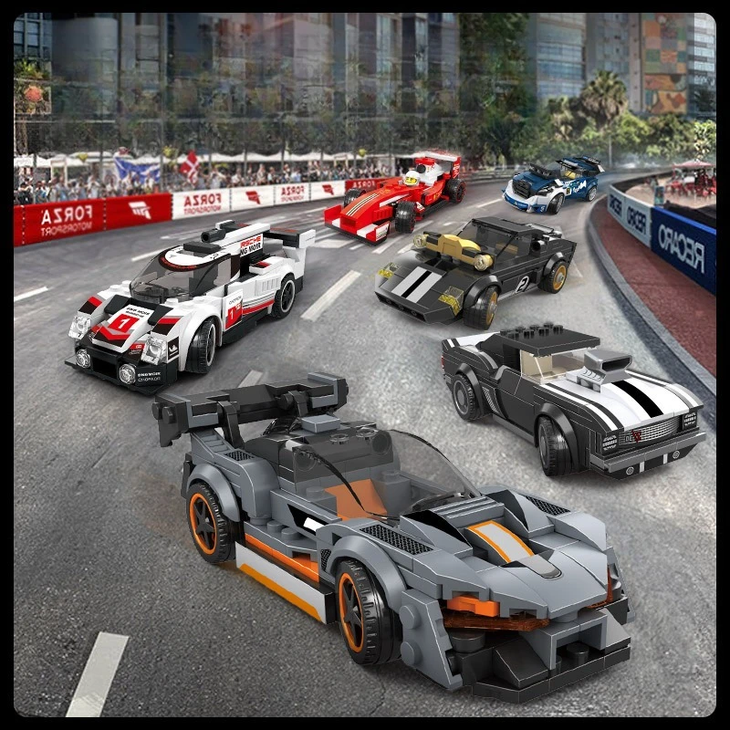 Conjunto de construção de carros esportivos, kit de modelo de carro pequeno, conjunto de construção colecionável, presente criativo para entusiastas de carros
