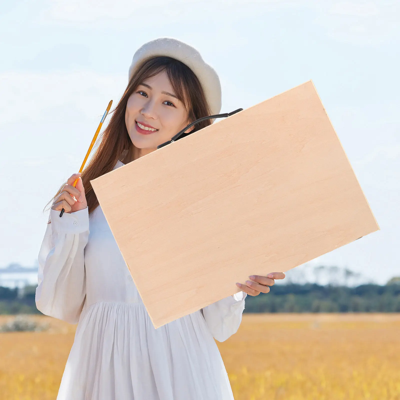 Smooth Surface Sketching Board 17.4x11.7x0.6 Inch Handmade Solid Wood Drawing Panel Ideal for Outdoor Indoor Art Creation