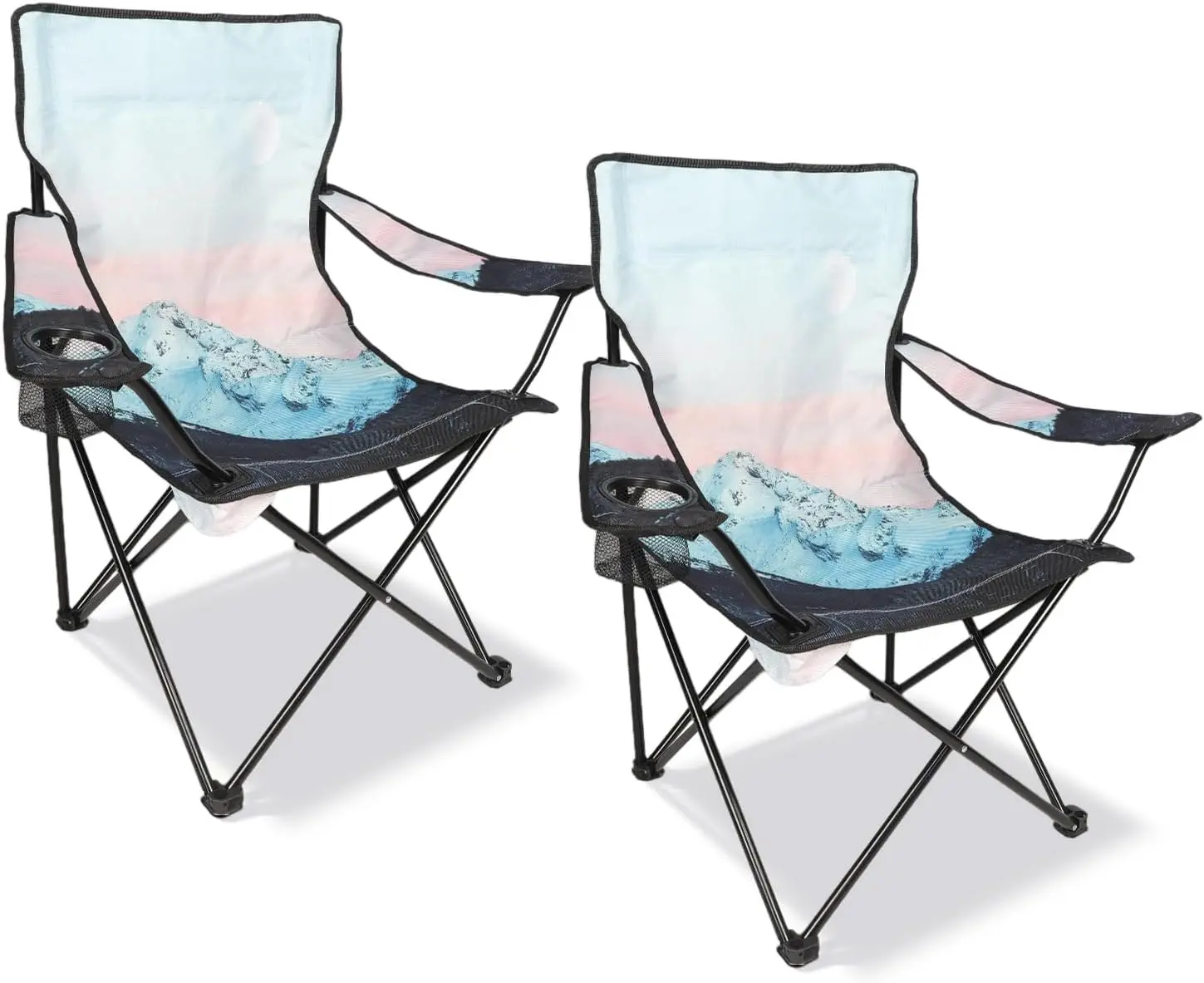 

2 Pa Camping Chairs Portable Camp Chairs, Folding Lawn Chairs With Cup Holder For Outdoor Camping, Hiking, Travel, Patio,