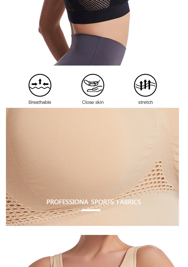Stoßfester Sport-Yoga-BH für Frauen mit herausnehmbaren Brustpolstern, S-7XL, sexy elastischer Rücken, Baumwoll-Schlaf-BH, bequemes Schlafoberteil. – Detail 16