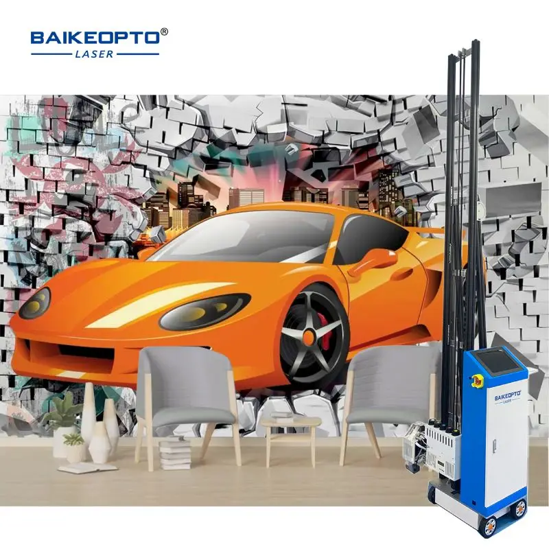 Automatic Indoor Outdoor Wall Arts Drawing CMYK UV Inject 3D Double Nozzles Direct Mural Painting Printers Machine