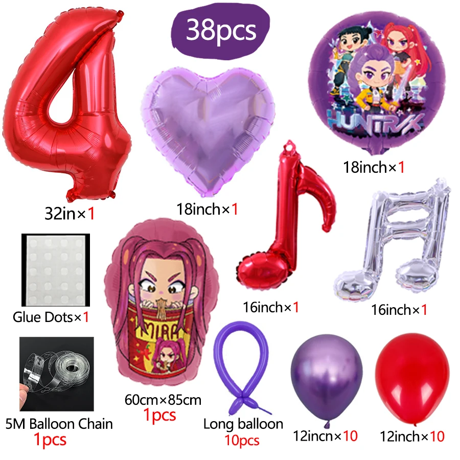 مجموعة بالونات حفلات أعياد الميلاد من Demon Hunters لتزيين حفلات الفتيات Kpop Anime Kids لوازم الحفلات هدية كشك الصور #4
