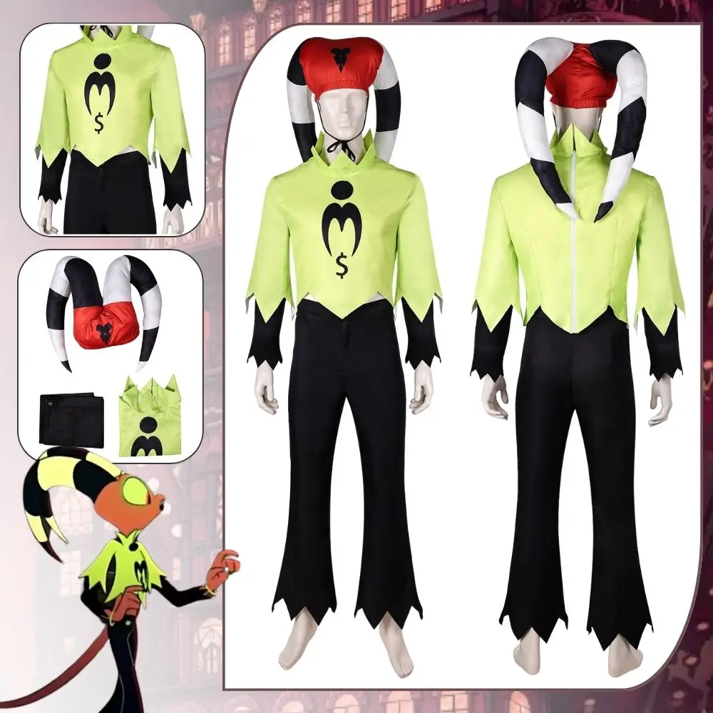 Blitzo Cosplay Fantasia Costume Disguise for Adult Men Tops Pants Hat Anime Roleplay Outfit Halloween Carnival Party Clothes