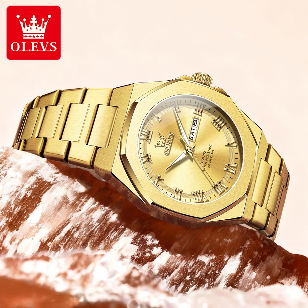 OLEVS 3727 Neue Uhr Mann Sport Quarzuhr Wasserdicht Woche Datum Uhren Für Mann Geschenk Box Original Luxus Business Marke