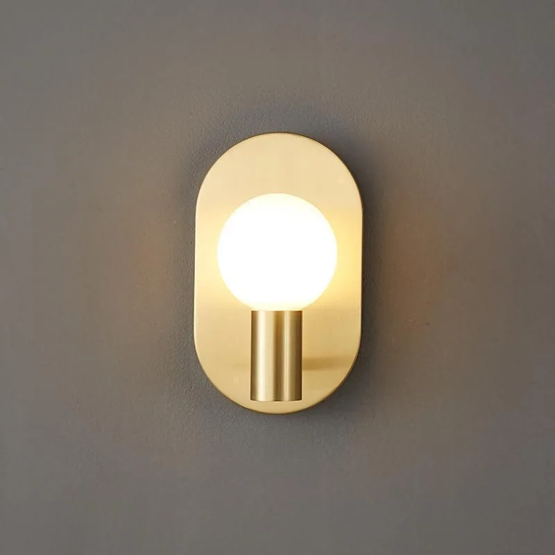 

Metal Gold Brass Finished Bedroom Beside Lights With LED White Globe Ball Bulb Wall Lamp Fixture Creative Quality Iron Sconce