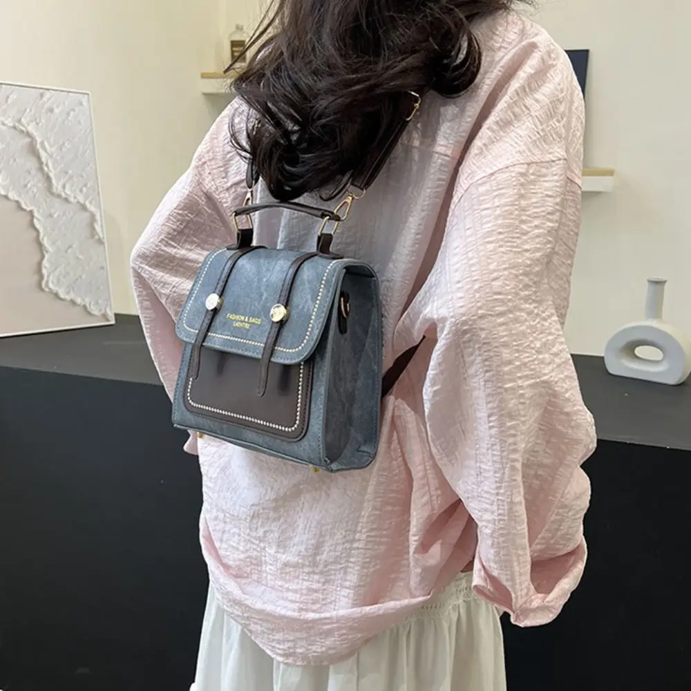 

Casual Korean Style Travel Backpack Retro Multifunction Women Shoulder Bag Portable Small Square Bag Women