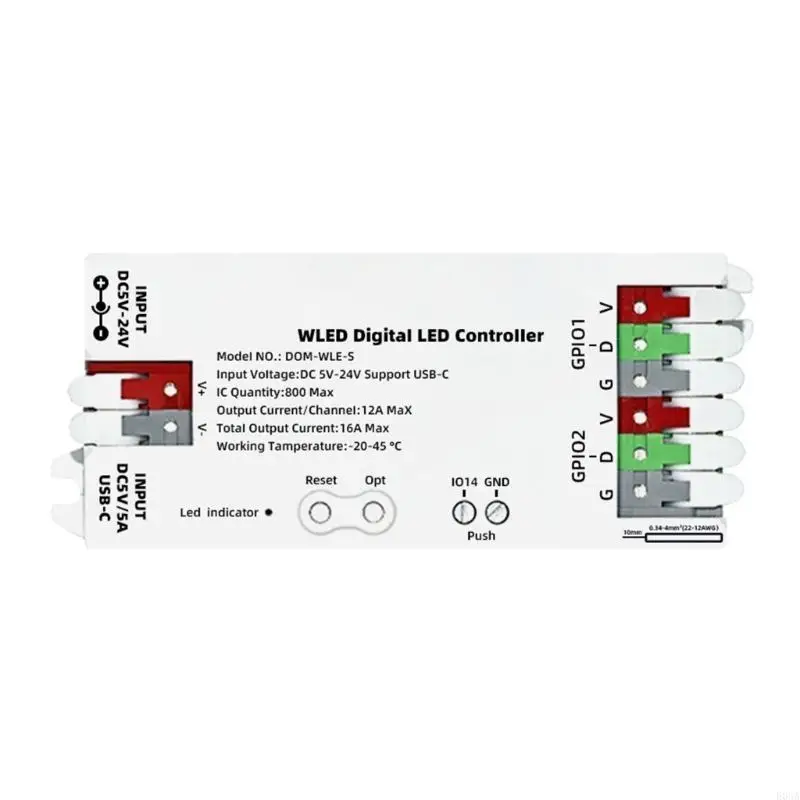8266 WLED Digital LED Controller Intelligent Home Controls Addressable LED Controller Type C 5V/DC5-24V LED Controller
