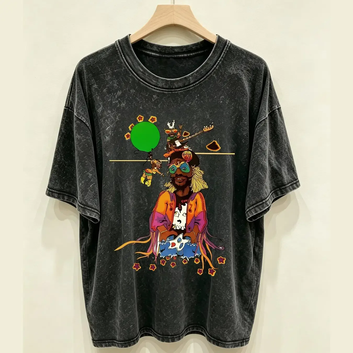 washed T Shirt Give Up The Funk Parliament Funkadelic P George Clinton Flash Light vintage Washed Comfortable Stylish Unisex