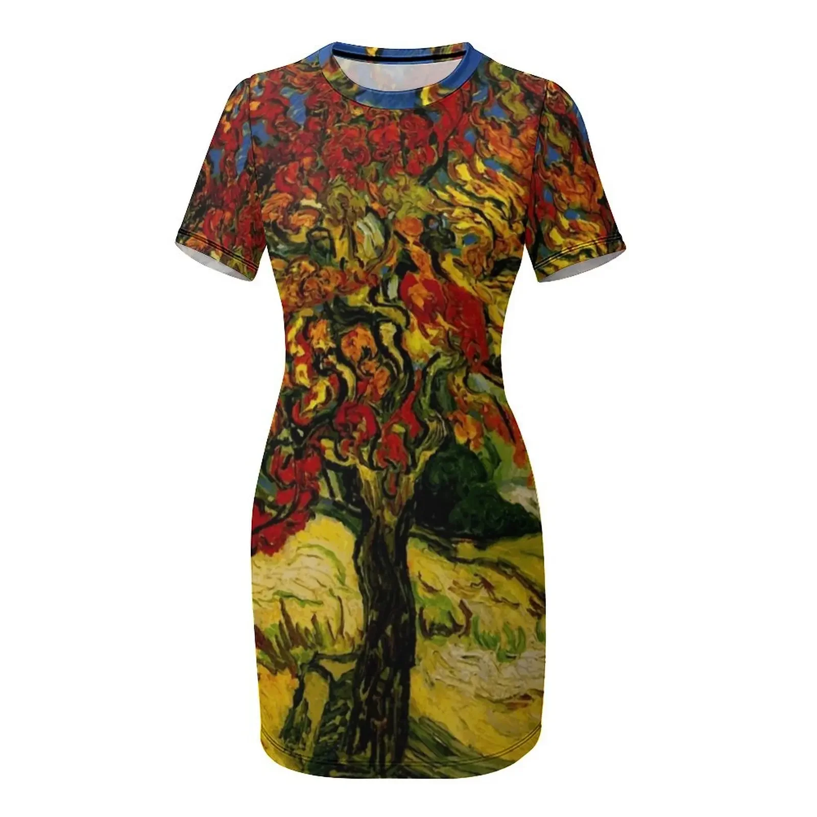 Van Gogh mûrier imprimé robe à manches courtes femmes jupe d'été robes femmes été 2025 robes de bal robe robe