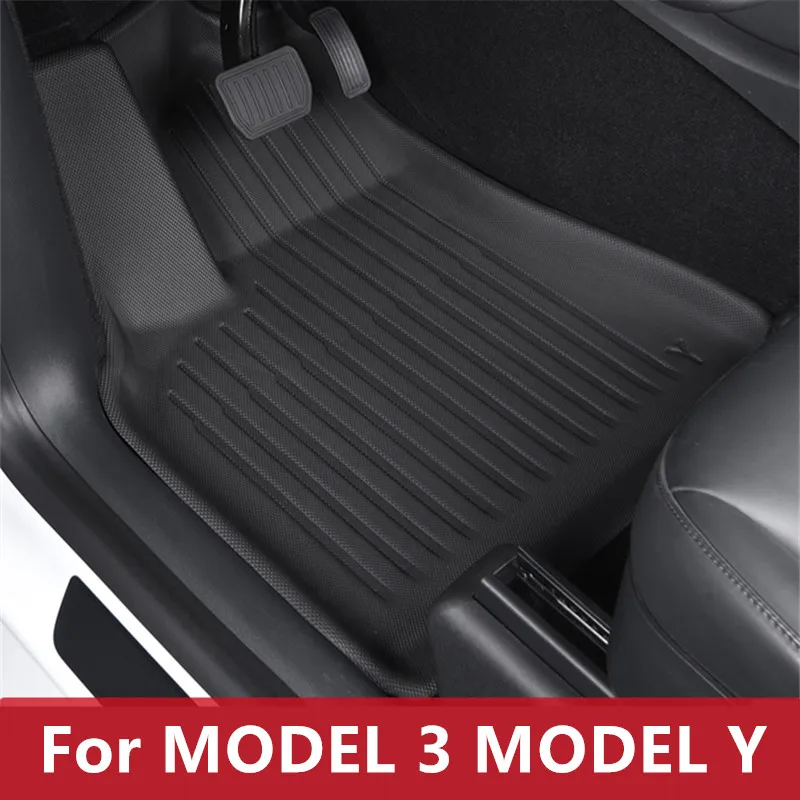 For MODEL 3 MODEL Y Car mat car interior special modified decorative pieces all surrounded by silk ring leather mat carpet