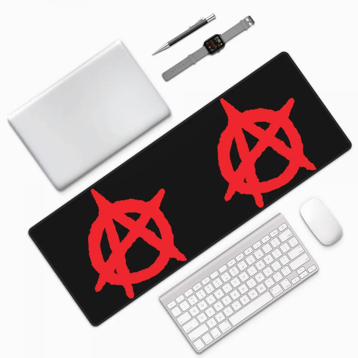 Red Anarchy Logo Large Large Mouse Pad Computer Keyboard Mouse Mat Gaming PC Laptop Desk Mat Office Accessories Table Mats