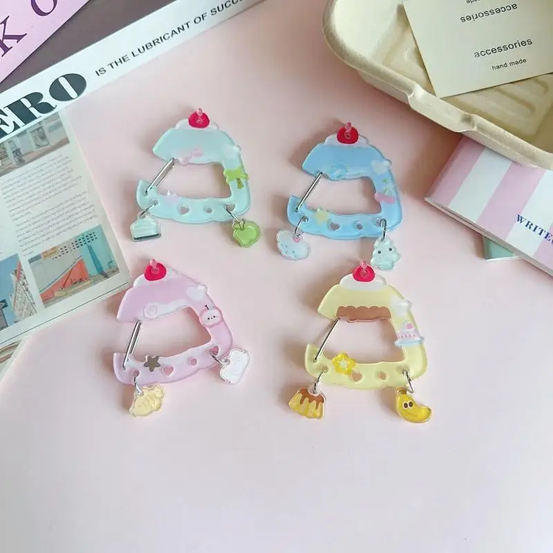 Cute Dessert Cake Pendant Carabiner Mountaineering Buckle Kawaii Acrylic Keychain Multipurpose Keyring Hook Bag Hanging Gifts