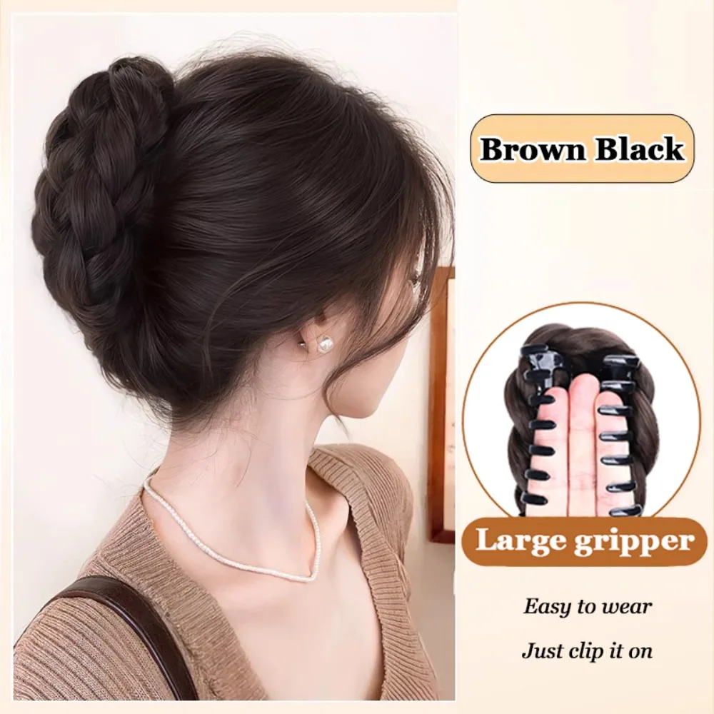 

New Synthetic Hair Bun Claw Clip Fluffy Natural Wig Hair Clip Black Brown Hairpiece Hair Accessories