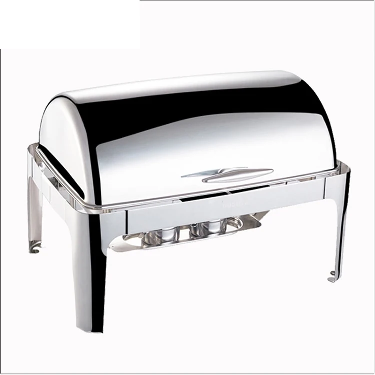 Imagem -03 - Retangular Chafing Dish Suprimentos para Restaurantes Aquecedor de Alimentos Buffet Prata e Ouro 9.0l Aço Inoxidável