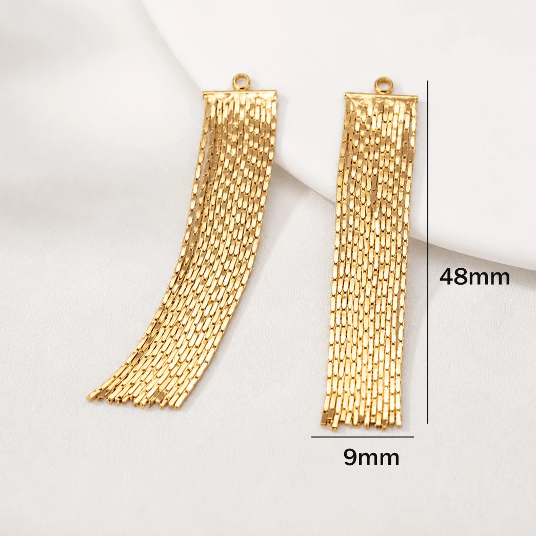 1/2 Stück Quastenanhänger, 18K vergoldete Messingkette, hängende Quasten-Ohrringanhänger für DIY-Schmuckherstellung von langen Halsketten. – Detail 1