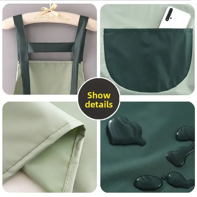 PVC Waterproof Apron with Pocket & Hand Wipe Cute Avocado Print Kitchen Apron for Women Oil-Proof Cooking Baking Housework Smock