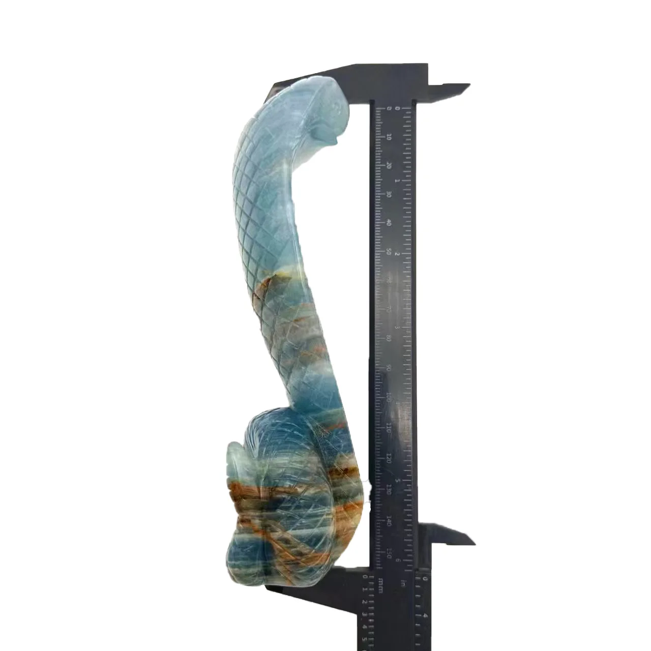 Imagem -06 - Mão de Cristal Esculpida Gemstone Blue Onyx Snake Escultura Fine Art Ophidian Forma Estátua Presente de Cura Decoração Home Personalização