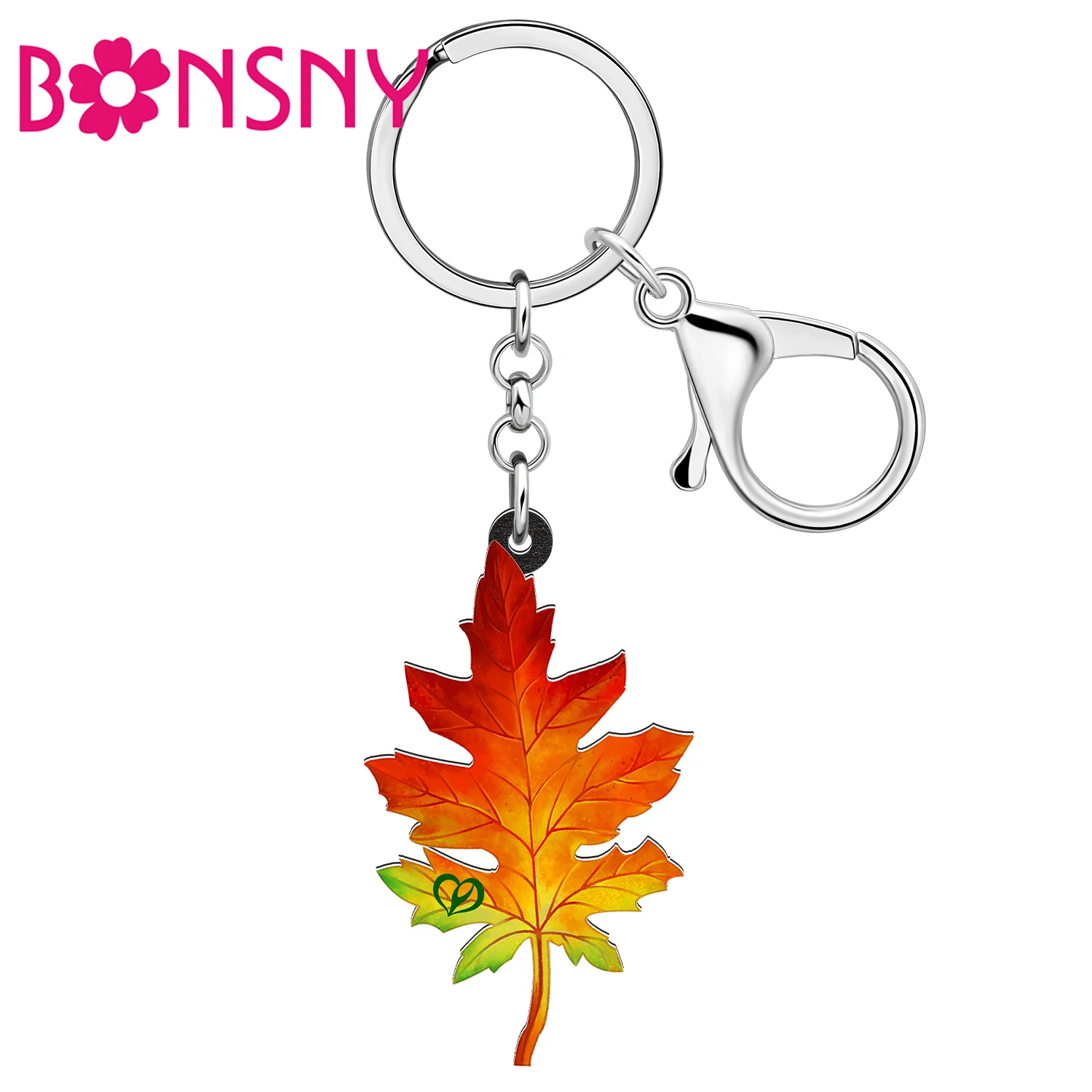 

BONSNY Acrylic Maple Leaf Keychains Fall Leaves Keyring Fashion Autumn Jewelry Gift for Women Backpack Handbag Purse Accessory