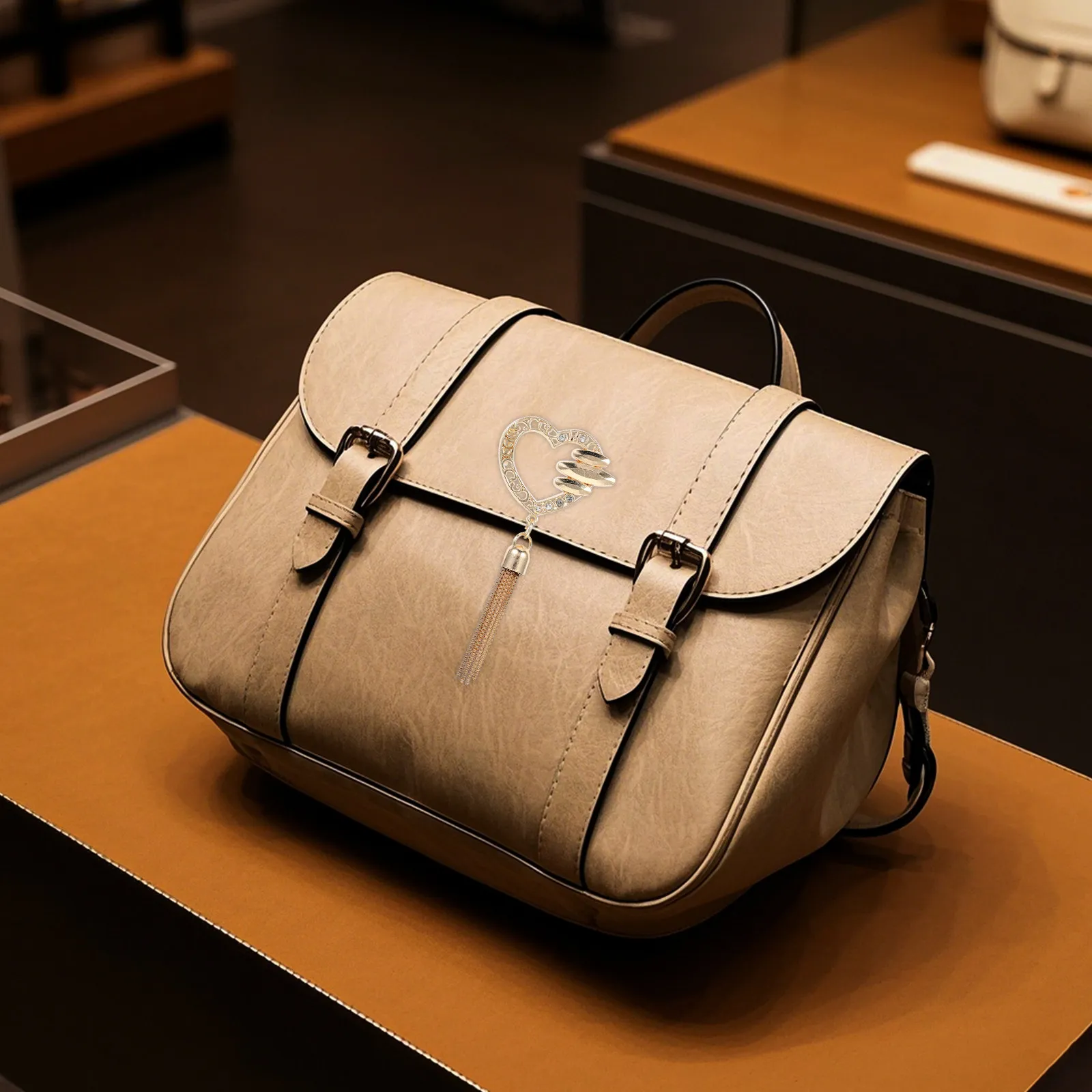 

3Pcs Decorative Bag Buckle Clips Heart Shaped Metal Tassel Charms for Handbags Purses Schoolbags DIY Bag Making Supplies Craft