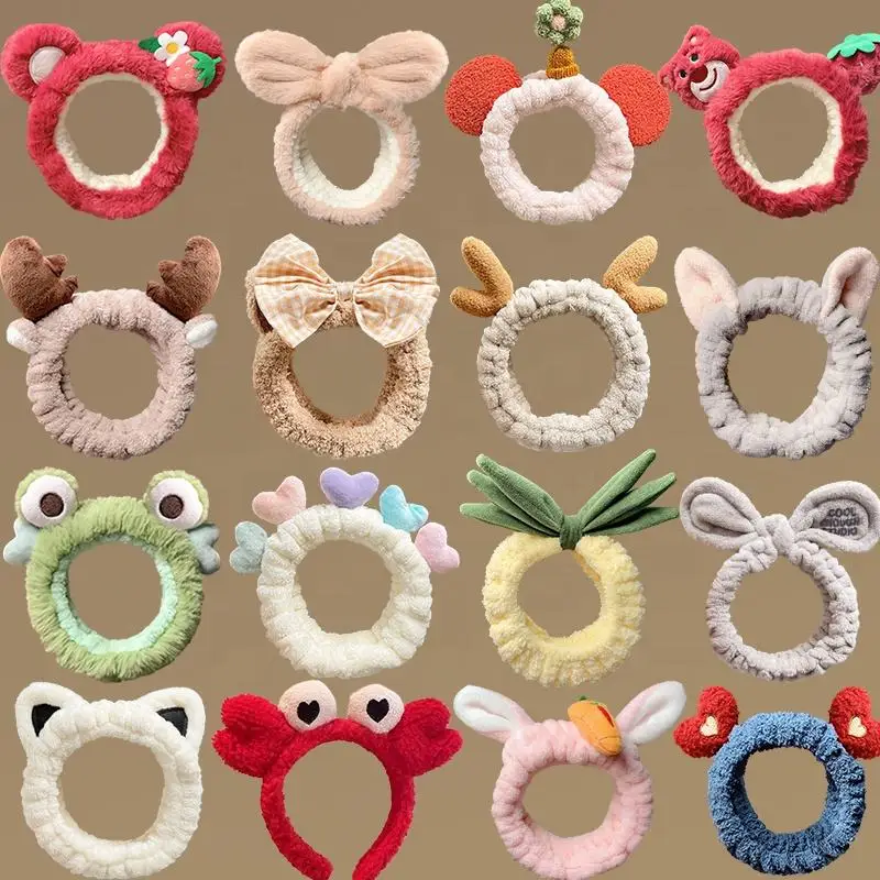 Wash Face Hair Holder Hairbands Soft Warm Coral Fleece Bow Cute Animal Cat Ears Headband For Women Girls Makeup Hair Accessories