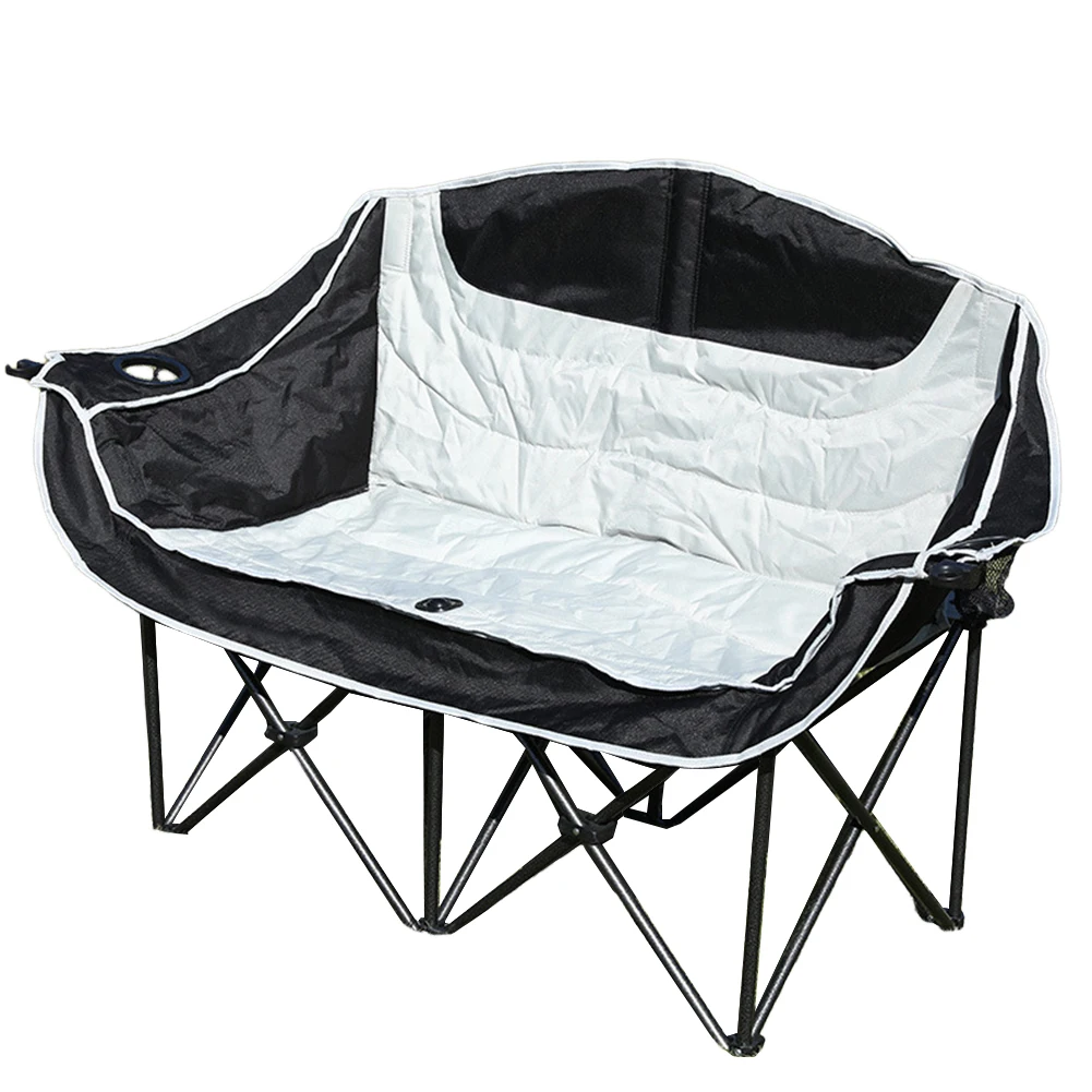 Double Camping Chair Folding Loveseat Chair with Cup Holder and Carry Bag Portable Camping Bench Support 600lbs for Adults