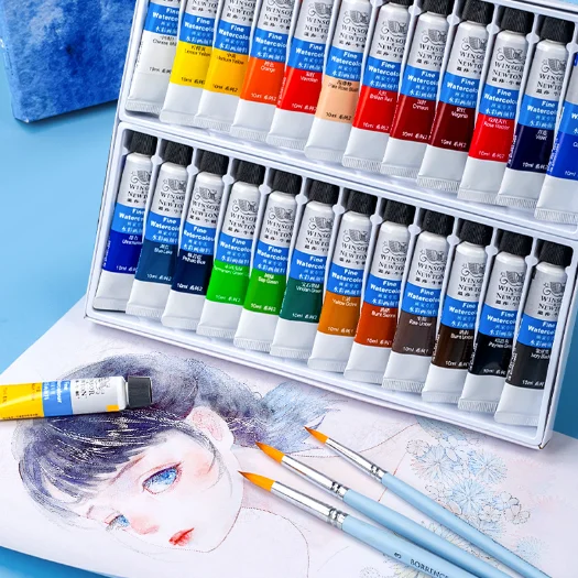 winsor newton pintura aquarela profissional pintura de artista e estudante suave fina alta qualidade 12 18 24 36 cores 10ml 01