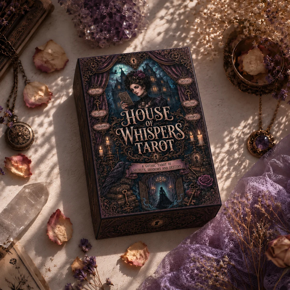 House of Whispers Tarot Gothic Tarot Deck for Divination Shadow Work Intuition Spiritual Guidance Fortune Telling Mystical Readi