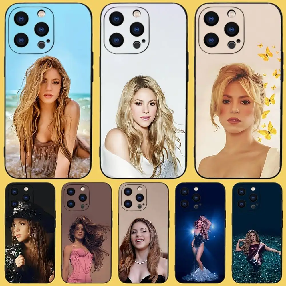 

Phone Case For iPhone 17,16,15,14,13,12,11,Pro,Max,Plus,X,XS,SE4,E,Mini,Soft Singer S-Shakira Colombia Black Case