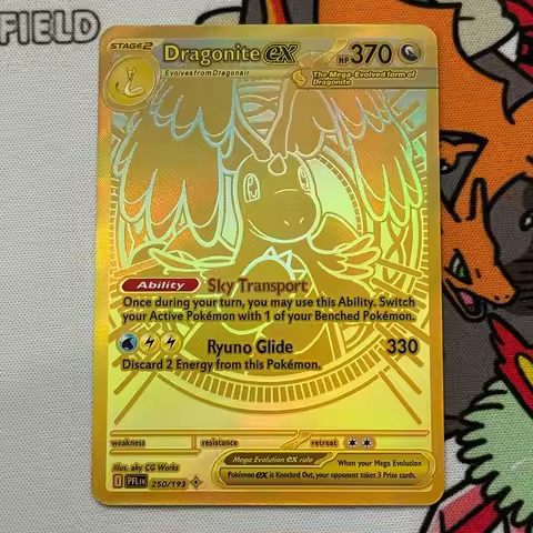 English DIY Proxy PTCG Pokemon Mega Dragonite ex Collection Card Self made Ascended Heroes ASC #295 Dragonite Gold Card