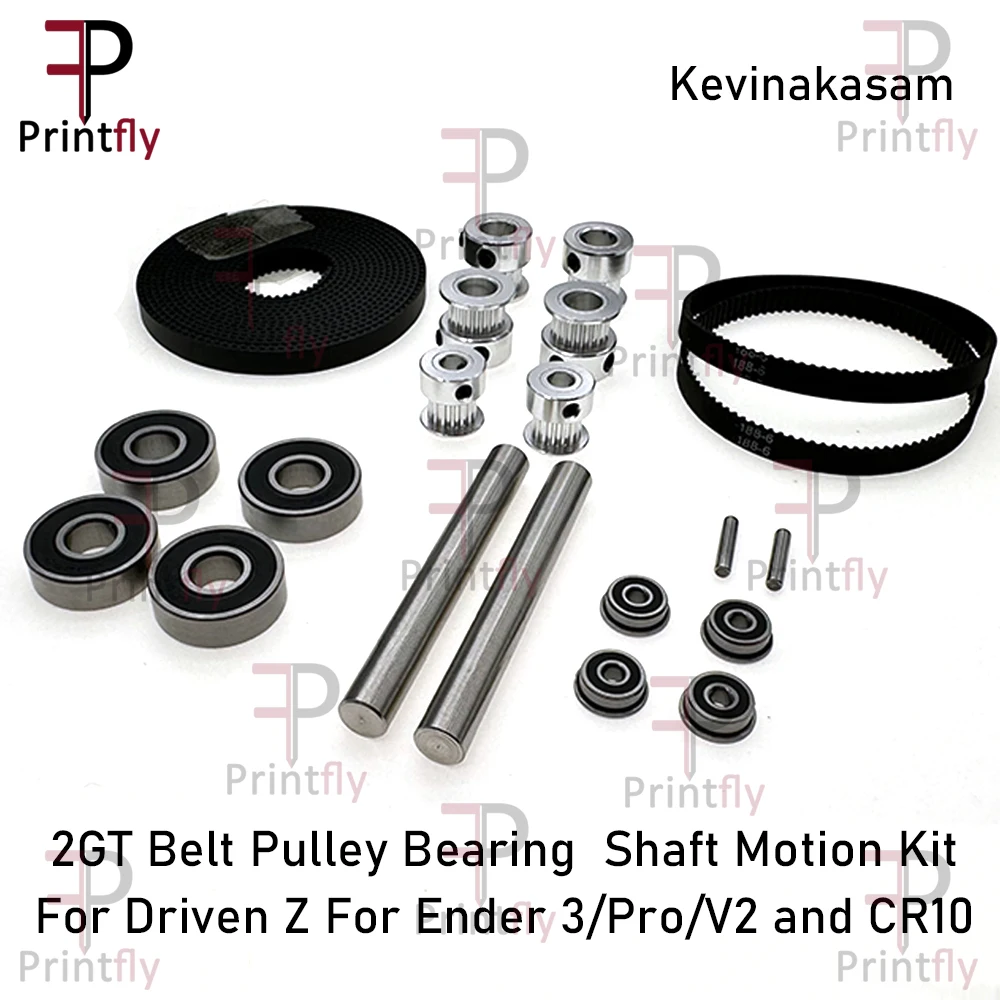 Printfly 3D printer Kevin Akasam Motion kit for GT2 2GT Timing Belt Pulley Bearing Driven Z for Ender 3/Pro/V2 CR10 i3 Creality