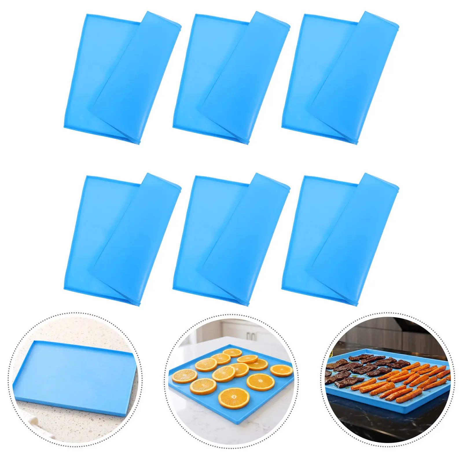 6Pcs Nonstick Silicone Dehydrator Sheets Rectangle 12.2x10.6 Inch with Edge Reusable Fruit Drying Mats Food Dehydrator