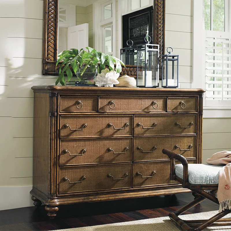 American Style Rural Solid Wood Bookshelf French Retro Vintage Carved Oak Storage Display Cabinet Villa Style Furniture
