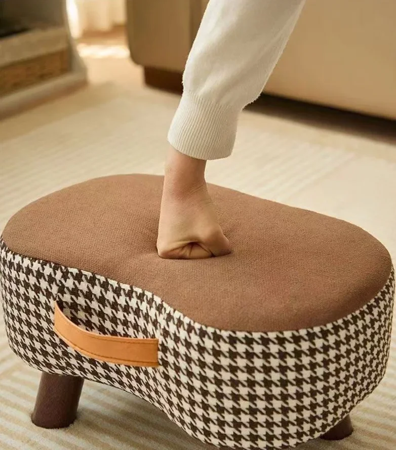 Solid Wood Stacked Small Stool for Living Room Sofa Footrest Low Household Footrest Multi-functional Compact Seating