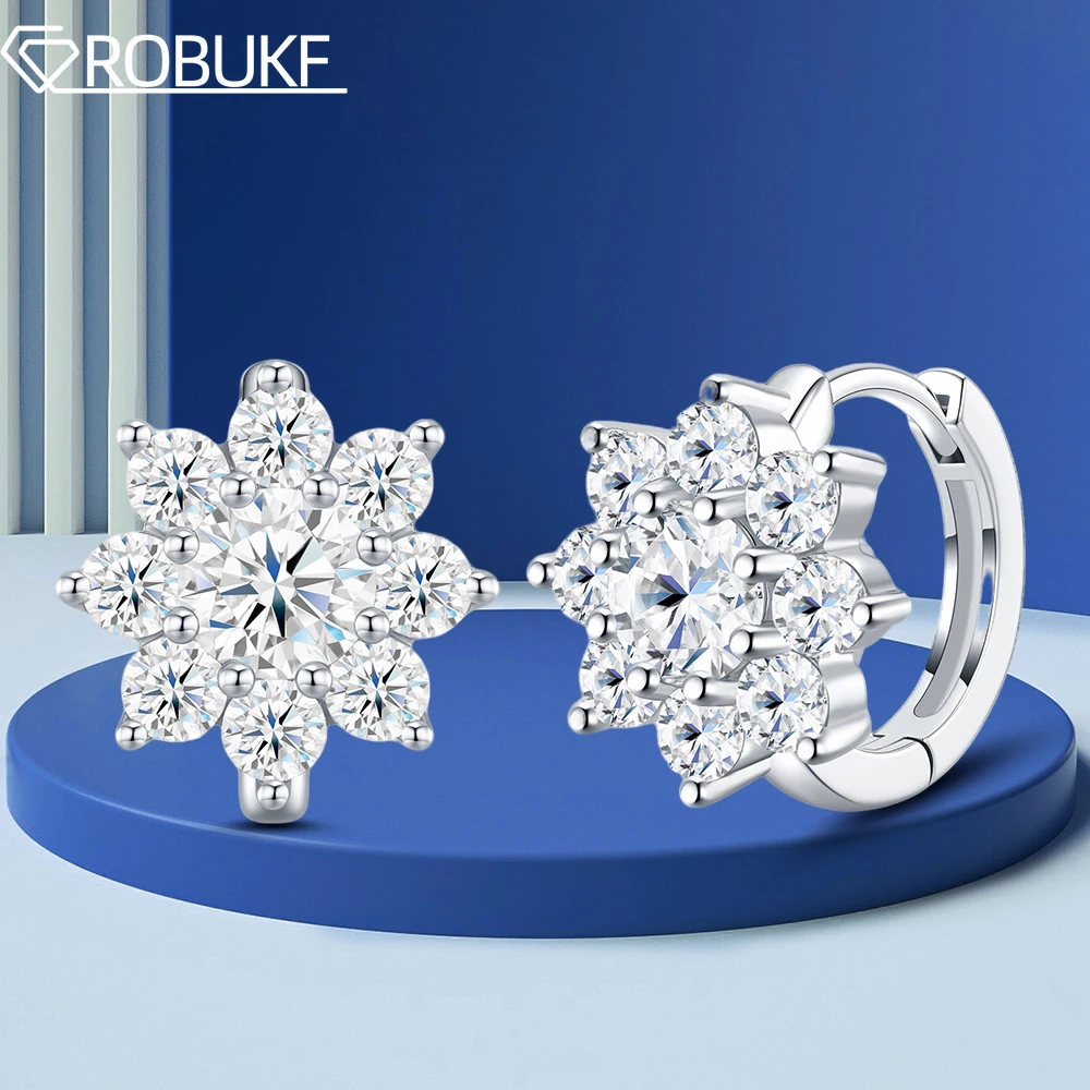 

Серьги-кольца Sunflower с муассанитом для женщин, сверкающие, с сертифицированными лабораторными бриллиантами, из серебра 925 пробы, свадебные украшения, подарки на день рождения
