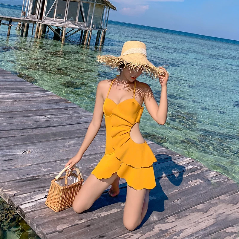 2025 New Swimsuit Women's Summer Sexy Pool One-piece Swimwear Elegant Chic Ginger Conservative Seaside Vacation Sling Swimsuits