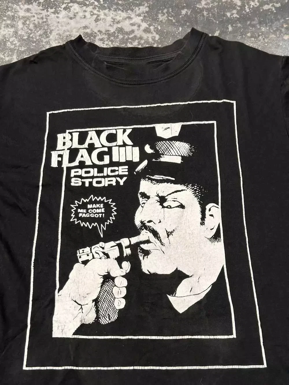 Black Flag Police Story Punk Band T-shirt Cotton T-shirt Printed Pattern, Suitable for Men, Suitable for All Seasons