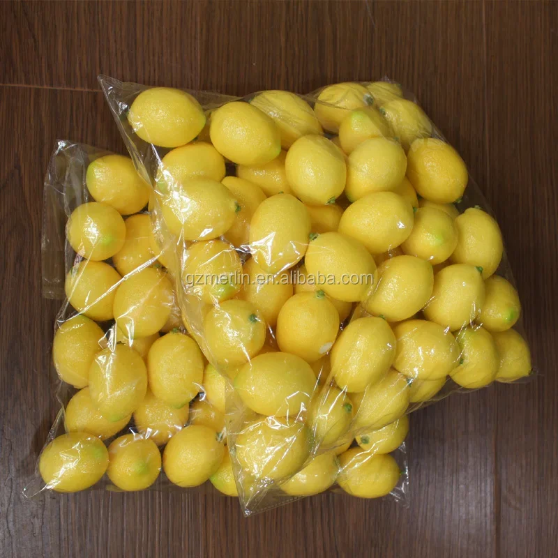 Wholesale Kitchen Party Decoration Artificial fruit Lifelike Simulation Yellow Lemon