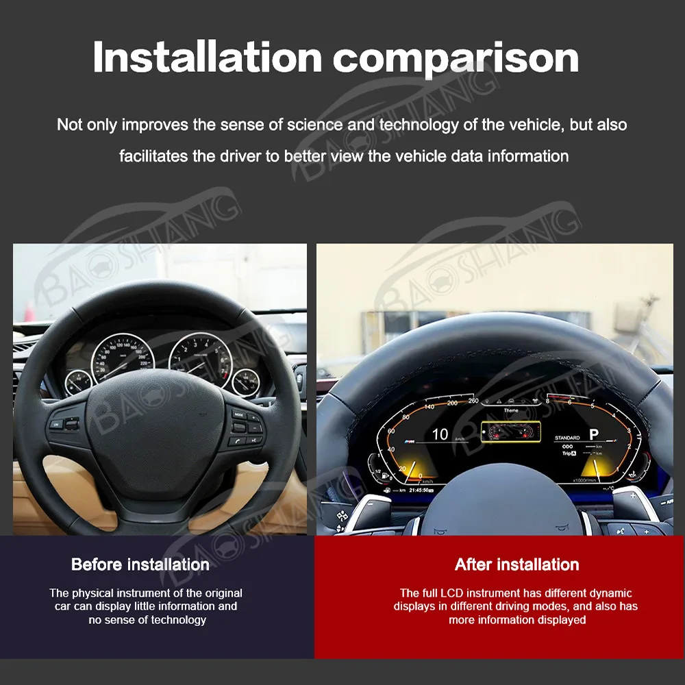 12.3''Digital Cluster for 3Series 4Series 2013-2020 Car LCD Dashboard Instrument Panel Speed Meter Multimedia Cockpit Player